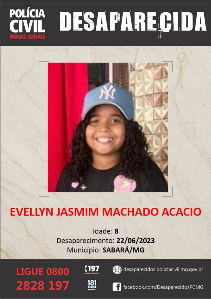 MENINA EVELLYN JASMIM CONTINUA DESAPARECIDA