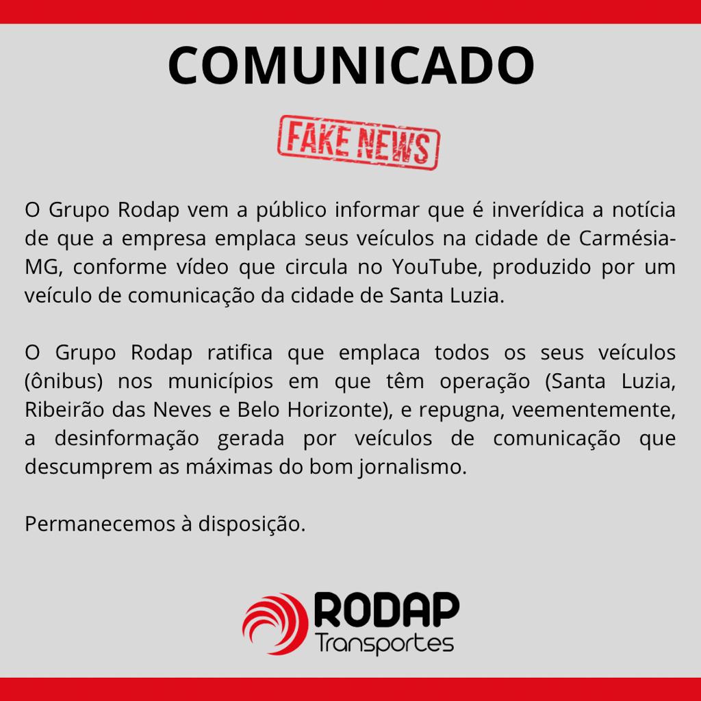 GRUPO RODAP PUBLICA NOTA EM RESPOSTA A FAKE NEWS SOBRE EMPLACAMENTO DE ÔNIBUS