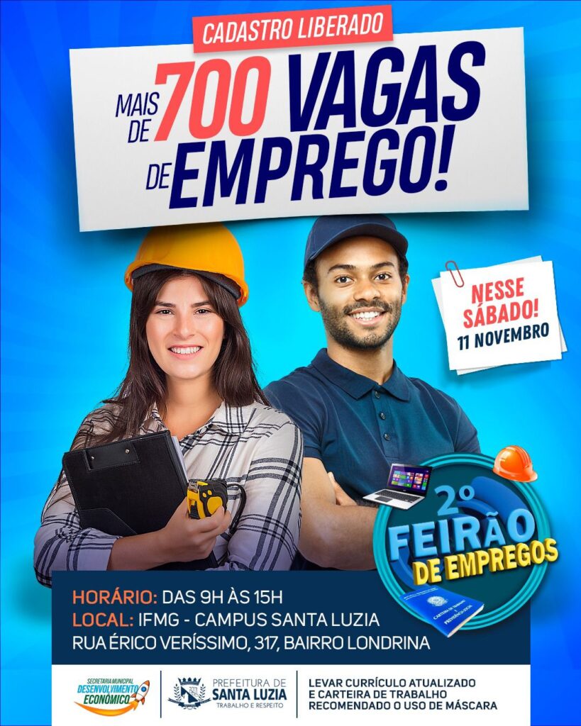 FEIRÃO E VAGAS DE EMPREGO PARA SANTA LUZIA